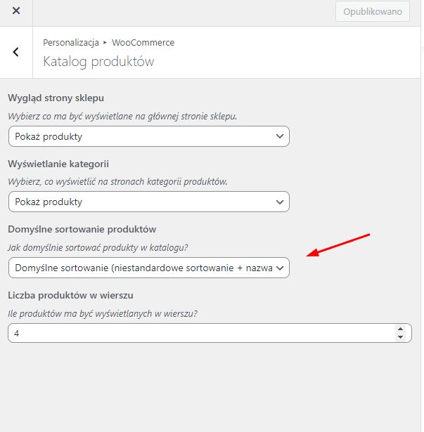 sortowanie kategorii woocommerce